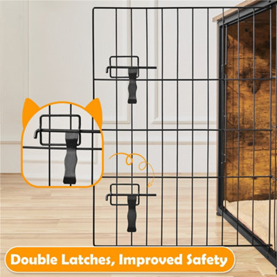 Yaheetech Rustic Brown Wooden Dog Crate with Anti Skid Plush Mat - 6