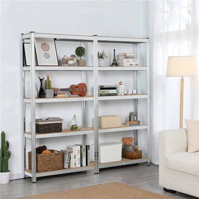 Yaheetech Set of 2 5 Tier Metal Storage Shelves for Office Living Room Silver