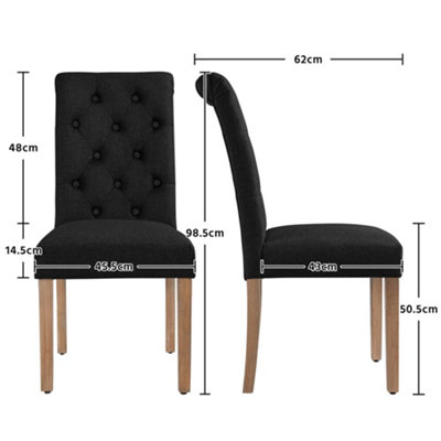 Yaheetech Set of 2 Black Fabric Upholstered Dining Chairs with High Back