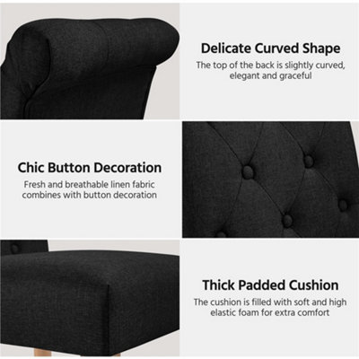 Yaheetech Set of 2 Black Fabric Upholstered Dining Chairs with High Back