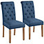 Yaheetech Set of 2 Blue Upholstered Dining Chairs Classic Fabric Chairs with High Back