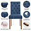 Yaheetech Set of 2 Blue Upholstered Dining Chairs Classic Fabric Chairs with High Back