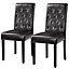 Yaheetech Set of 2 Brown Faux Leather Dining Chairs with Button Tufted Backrest and Solid Wood Legs