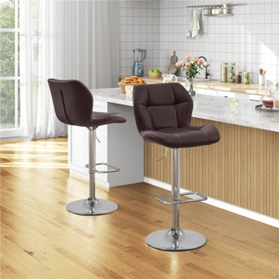 Yaheetech adjustable modern swivel bar stools dining chair counter height leather set of 2 sale