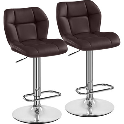 Yael Swivel Counter Stool Set of 2, Gray Faux Leather, Brown, Black