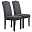 Yaheetech Set of 2 Dark Grey Classic Fabric Upholstered Dining Chair with Nailhead Trim