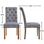 Yaheetech Set of 2 Dark Grey Upholstered Dining Chairs Classic Fabric Chairs with High Back