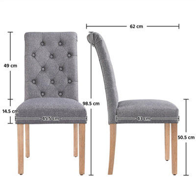 Yaheetech Set of 2 Dark Grey Upholstered Dining Chairs Classic Fabric Chairs with High Back