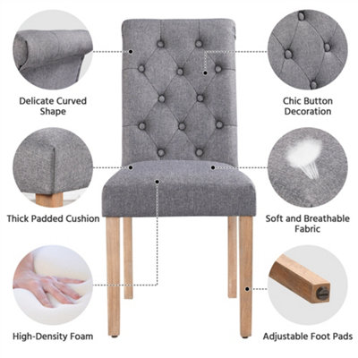 Yaheetech Set of 2 Dark Grey Upholstered Dining Chairs Classic Fabric Chairs with High Back