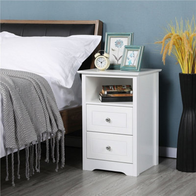 Yaheetech Set of 2 End Tables Nightstands with Drawers White