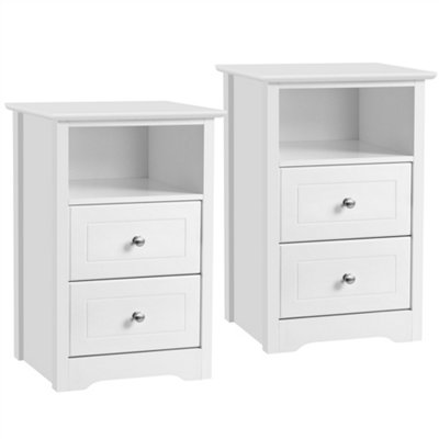 Yaheetech Set of 2 End Tables Nightstands with Drawers White