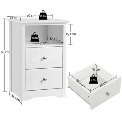 Yaheetech Set of 2 End Tables Nightstands with Drawers White