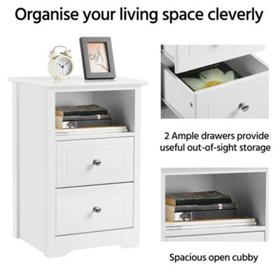 Yaheetech Set of 2 End Tables Nightstands with Drawers White
