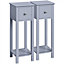 Yaheetech Set of 2 Grey Slim Bedside Tables with Storage Drawers Nightstand for Living Room Bedroom