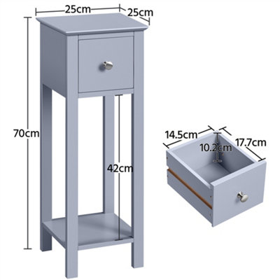 Narrow grey bedside table sales