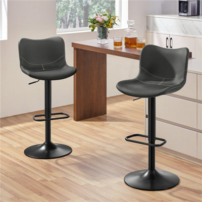 Yaheetech Set of 2 Height Adjustable PU Leather Bar Stools with ...