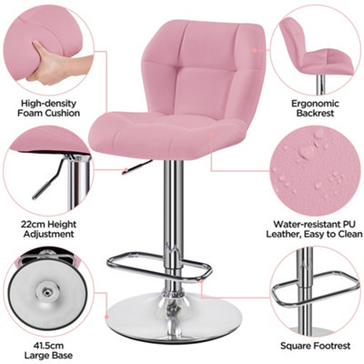 Magshion Bar Stool Set Of 2 – Mix Black Seat & Pink Backrest, Adjustable Height, Modern