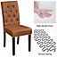 Yaheetech Set of 2 Retro Brown PU Leather Dining Chairs with Button Tufted Backrest and Solid Wood Legs