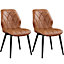Yaheetech Set of 2 Retro Brown Velvet Dining Chairs with Petal Accented Backrest