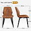 Yaheetech Set of 2 Retro Brown Velvet Dining Chairs with Petal Accented Backrest