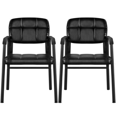 Yaheetech Set of 2 Upholstered Reception Chair with Armrest Black