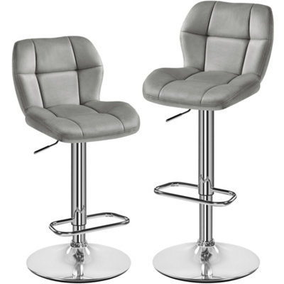 Yaheetech Set of 2 Velvet Swivel Stools with Adjustable Seat
