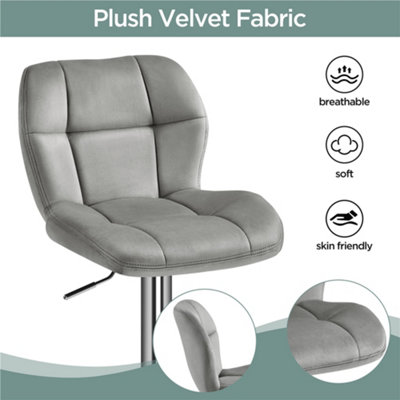 【中古】32-39インチ 金属製ヘビーデューティースツール（背もたれ付き）グレー Yaheetech Set of 2 Velvet Swivel Stools with Adjustable Seat