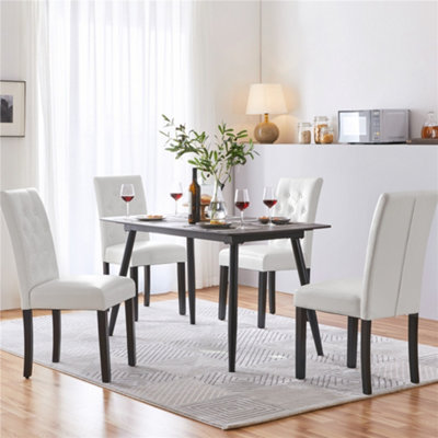 Tufted faux leather dining chairs hot sale