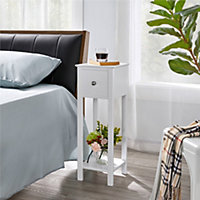 Yaheetech Set of 2 White Slim Bedside Tables with Storage Drawers Nightstand for Living Room Bedroom