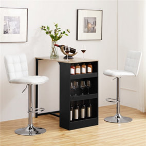 Yaheetech Set of 2 White Tufted Back Height Adjustable Swivel Bar Stools with Footrest