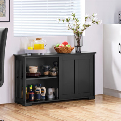 Yaheetech Sideboard Buffet Cabinet with Sliding Door Black