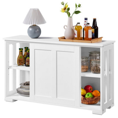 Yaheetech Sideboard Buffet Cabinet with Sliding Door White