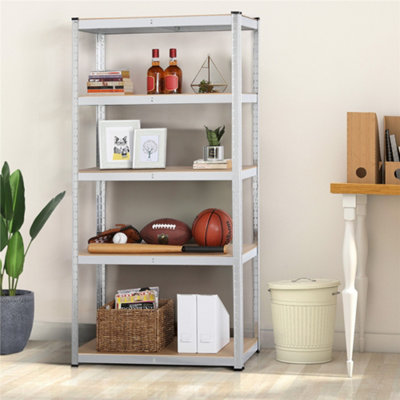 Yaheetech Silver Metal 5 Tier Storage Rack with Adjustable Shelves