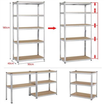 Yaheetech Silver Metal Storage Rack with 5 Adjustable Shelves