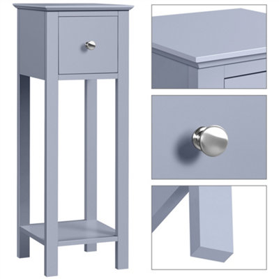 Yaheetech Slim Side Table With Drawer For Small Spaces Grey
