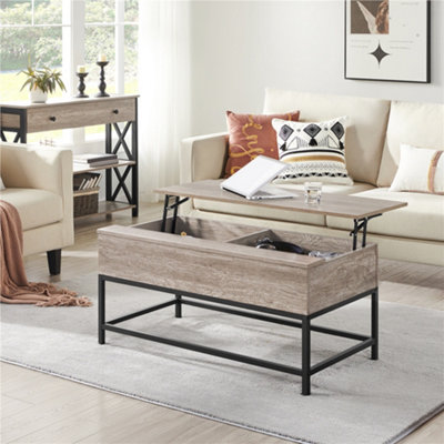 Yaheetech Split Lift Top Coffee Table with Hidden Storage Compartments Grey