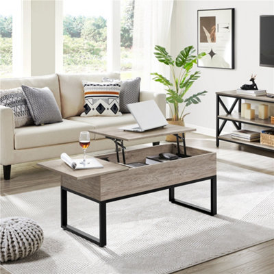 Yaheetech Split Lift Top Coffee Table with Hidden Storage Compartments Grey