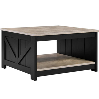 Yaheetech Square Wooden Coffee Table Side Table with Storage for Small Spaces Grey