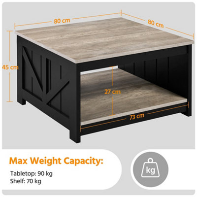 Yaheetech Square Wooden Coffee Table Side Table with Storage for Small Spaces Grey