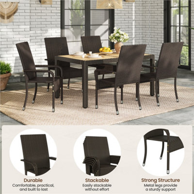 Yaheetech Stackable Outdoor PE Rattan Chairs with High Backrest and ...