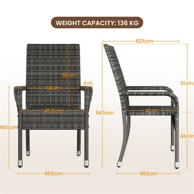 Yaheetech Stackable Outdoor PE Rattan Chairs with High Backrest and ...