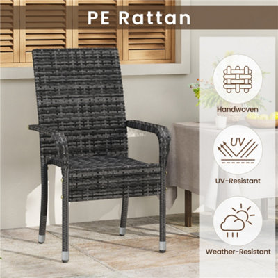Yaheetech Stackable Outdoor PE Rattan Chairs with High Backrest and ...