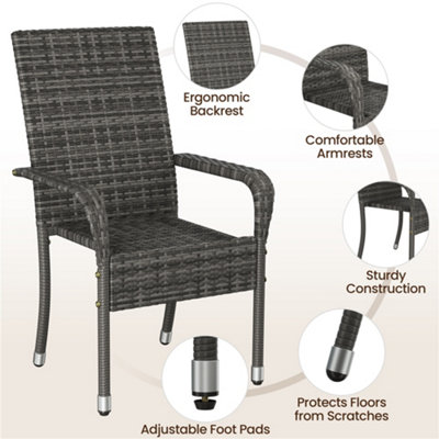 Yaheetech Stackable Outdoor PE Rattan Chairs with High Backrest and ...
