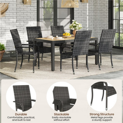Yaheetech Stackable Outdoor PE Rattan Chairs with High Backrest and ...