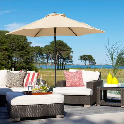 Yaheetech Tan 2.3m Tiltable Patio Parasol Market Umbrella with Crank