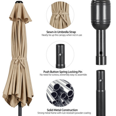 Yaheetech Tan 2.3m Tiltable Patio Parasol Market Umbrella with Crank - 5