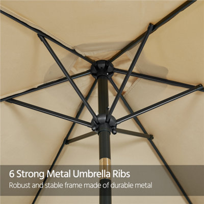 Yaheetech Tan 2.3m Tiltable Patio Parasol Market Umbrella with Crank - 9