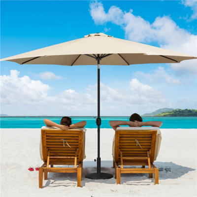 【BRICK】PARASOL WAVES SUNSET TEE 6ft Beach Umbrella Wide Thatched Yard Crank Tilt Shade
