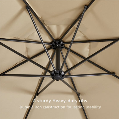 Yaheetech Tan 3m Patio Offset Umbrella Outdoor Parasol with Crank - 5