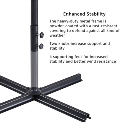 Yaheetech Tan 3m Patio Offset Umbrella Outdoor Parasol with Crank - 6